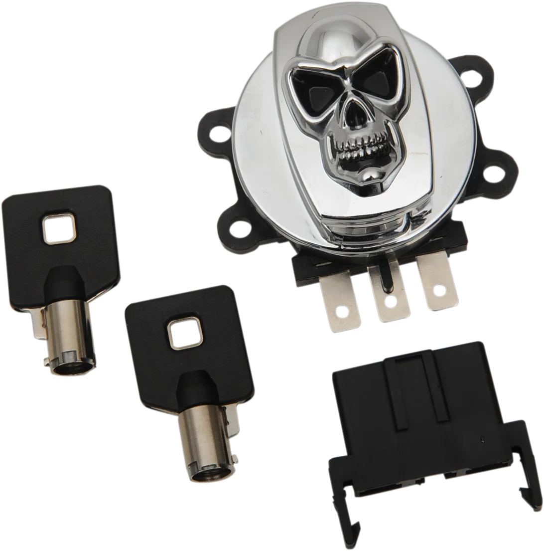 Ignition Switch - Skull - Chrome DragSpecialties E21-0214SKD - Back View