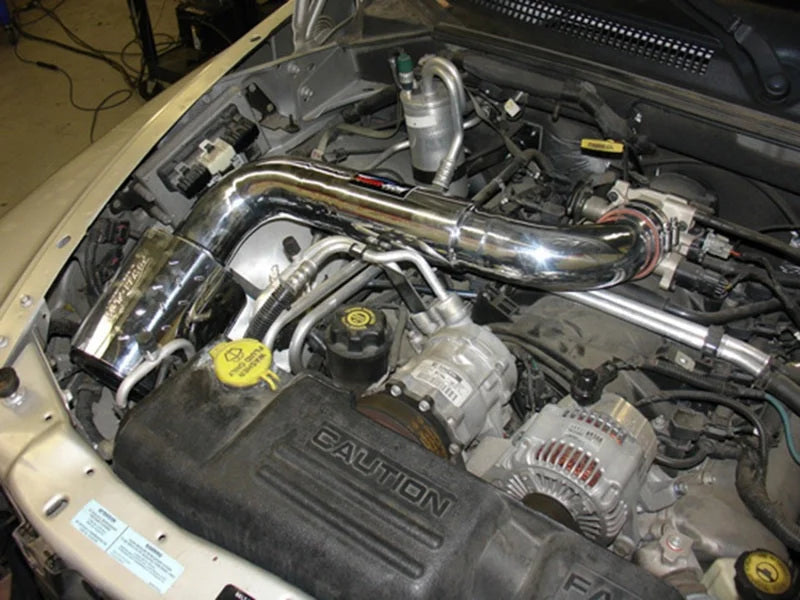 Injen 00-04 Dakota 4.7L V8 (w/o Cruise Control) Power-Flow (incl. Diamond plate heat shield) Wrinkle - Back View
