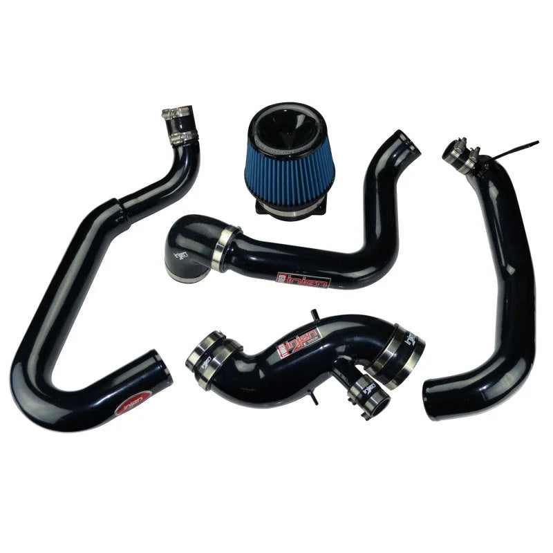 Injen 03-06 Evo 8/9/MR Cast Aluminum Intake System w/ Full Intercooler Piping Black Short Ram Intake - Side View