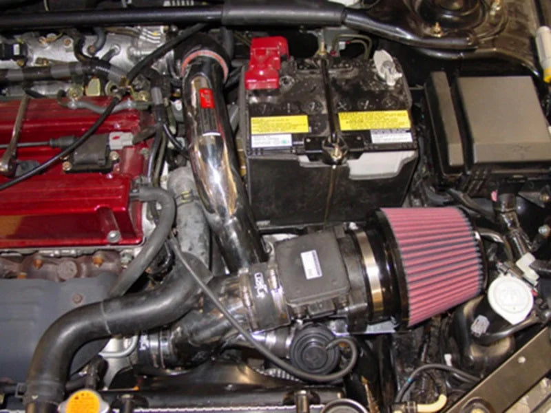 Injen 03-06 Evo 8/9/MR Cast Aluminum Intake System w/ Full Intercooler Piping Black Short Ram Intake - Back View