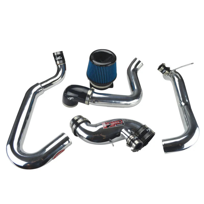 Injen 03-06 Evo 8/9/MR Cast Aluminum Intake System w/ Full Intercooler Piping Polished Short Ram Int - Side View