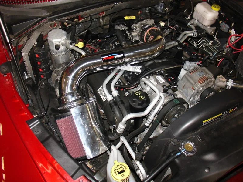Injen 05-06 Dakota / 06-07 Raider 4.7L V8 Power-Flow (incl. Diamond plate heat shield) Polished Powe - Back View