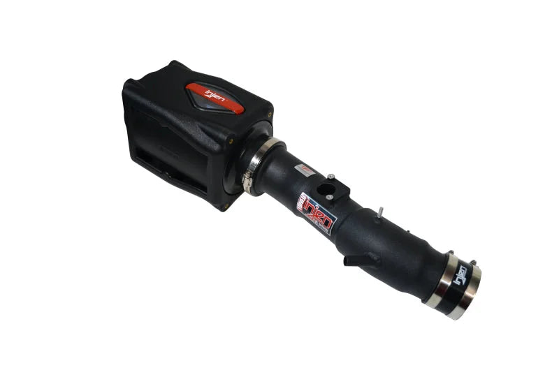 Injen 05-09 Tacoma X-Runner 4.0L V6 w/ Power Box Wrinkle Black Power-Flow Air Intake System - Side View