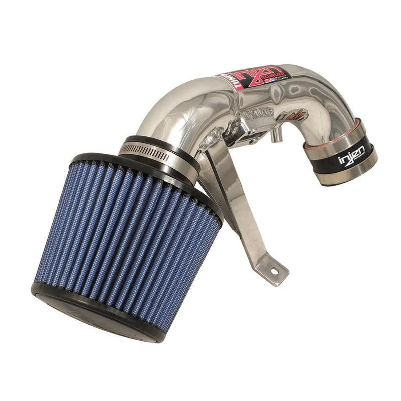 Injen 06-11 Honda Civic Hybrid 1.3L 4 cyl Polished Dyno-Tuned Air Intake w/ Web Nano-Fiber Filter - Side View