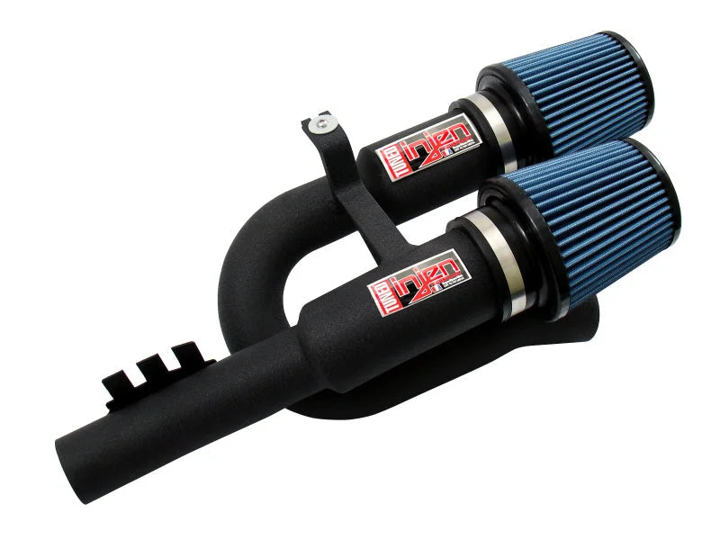 Injen 07-09 335i E92 / 08-09 135i E82 3.0L L6 Twin intake Wrinkle Black Short Ram Intake - Side View
