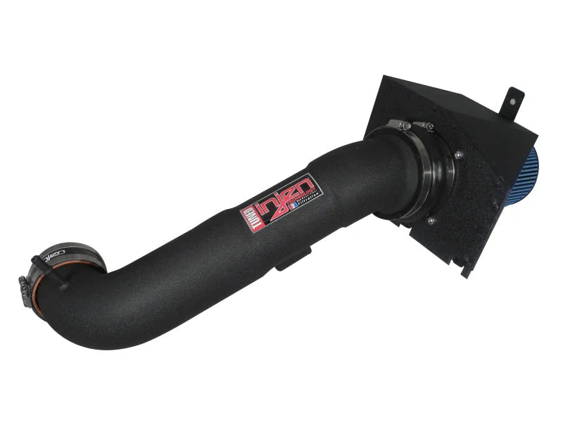 Injen 09-10 Ford F-150 3 valve V8 4.6L Wrinkle Black Power-Flow Air Intake System - Side View