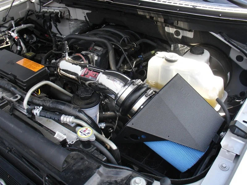 Injen 09-10 Ford F-150 3 valve V8 4.6L Wrinkle Black Power-Flow Air Intake System - Detail View