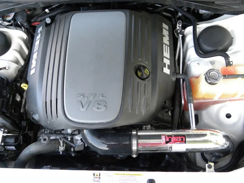 Injen 09-14 Dodge Challenger Hemi 5.7L V8 SRT-8 6.1L 5.7L V8 Polished Power-Flow Air - Back View