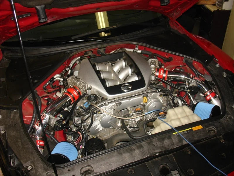 Injen 10-12 Nissan R35 GTR V6 3.8L Twin Turbo Polished Short Ram Intake - Back View