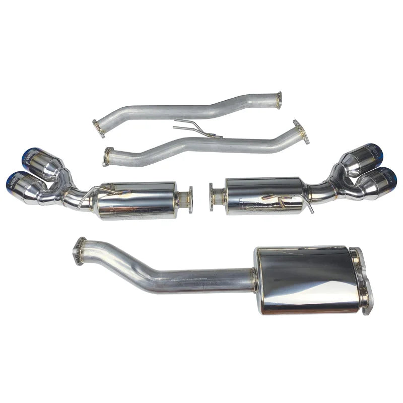 Injen 10-13 Hyundai Genesis Coupe 2.0L(t) 4cyl SS Exhaust w/ 76mm Y-Pipe Resonator/Molded SS Flanges - Side View