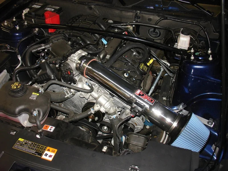 Injen 11-13 Ford Mustang V6 3.7L Wrinkle Black Power-Flow Air Intake System - Detail View