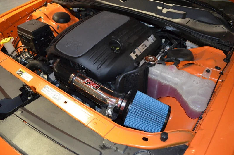 Injen 11-19 Dodge Challenger Hemi 5.7L V8 Wrinkle Black Power-Flow Air Intake System w/Heat Shield - Detail View