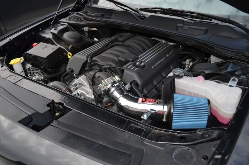 Injen 11-20 Dodge Challenger SRT-8 6.4L V8 Polished Power-Flow Short Ram Intake - Side View