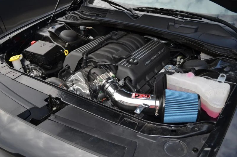 Injen 11-20 Dodge Challenger SRT-8 6.4L V8 Wrinkle Black Power-Flow Short Ram Intake - Side View