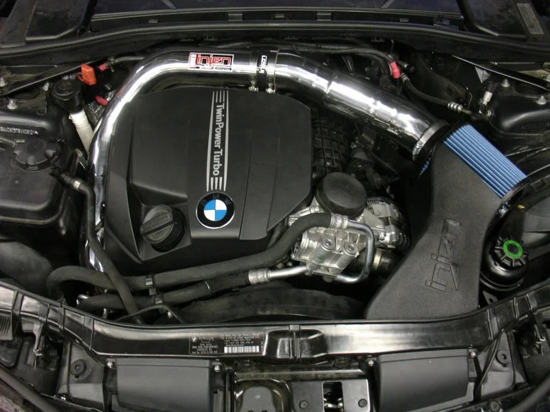 Injen 11 BMW E82 135i (N55) Turbo/E90 335i Wrinkle Black Tuned Air Intake w/ MR Tech, Air Fusion - Back View