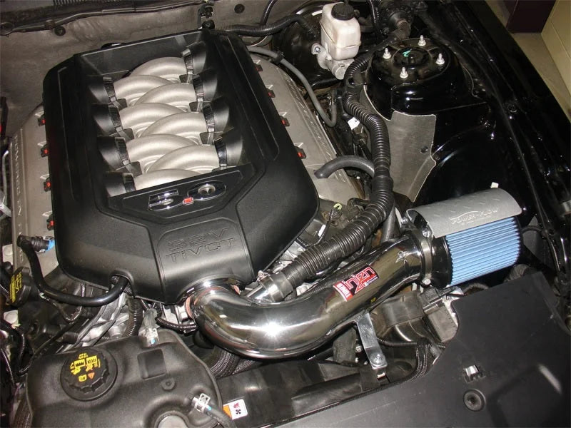 Injen 11 Ford Mustang GT V8 5.0L Power-Flow Polished Short Ram Air Intake w/ MR Tech & Heat Shield - Detail View