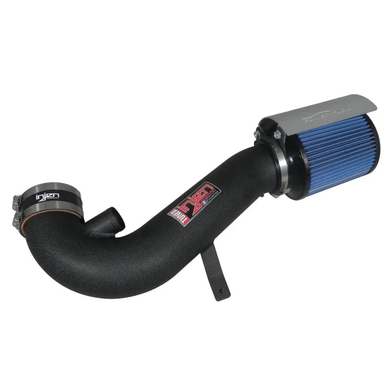 Injen 11 Ford Mustang GT V8 5.0L Power-Flow Wrinkle Blk Short Ram Air Intake w/ MR Tech/Heat Shield - Side View