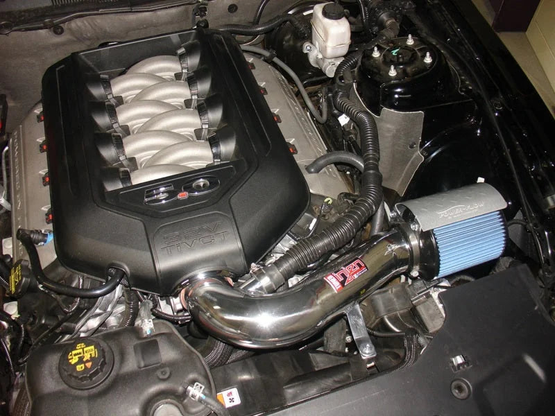 Injen 11 Ford Mustang GT V8 5.0L Power-Flow Wrinkle Blk Short Ram Air Intake w/ MR Tech/Heat Shield - Back View