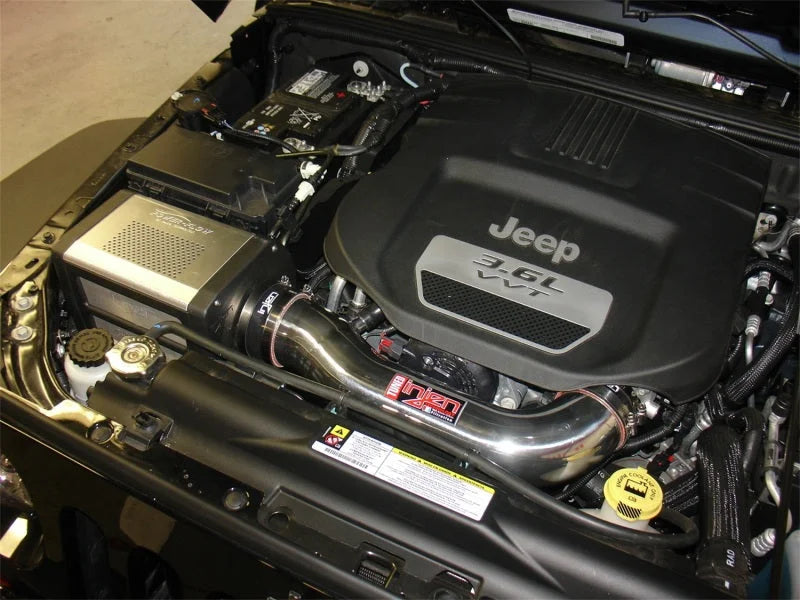 Injen 12-13 Jeep Wrangler JK 3.6L V6 Polished Short Ram Intake w/ Power Flow Box - Detail View