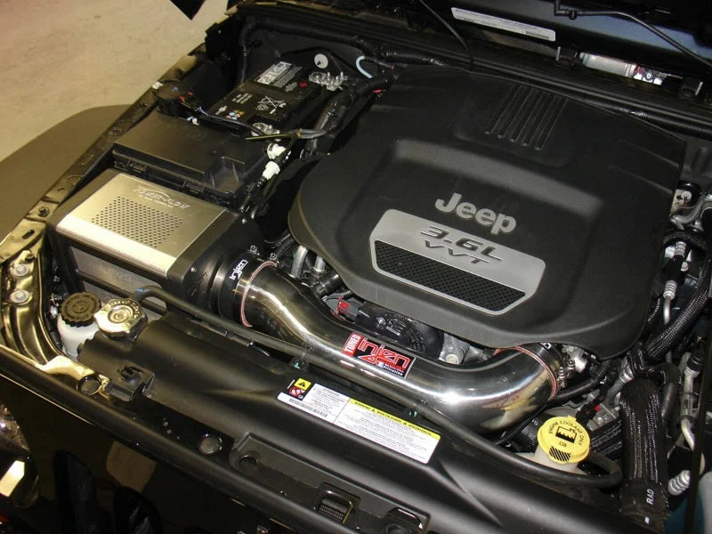Injen 12-13 Jeep Wrangler JK 3.6L V6 Wrinkle Black Short Ram Intake w/ Power Flow Box - Detail View