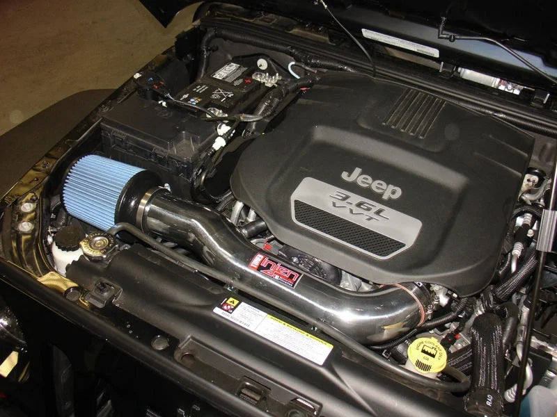 Injen 12-18 Jeep Wrangler JK 3.6L V6 Wrinkle Black Short Ram Intake w/ Open Filter - Detail View