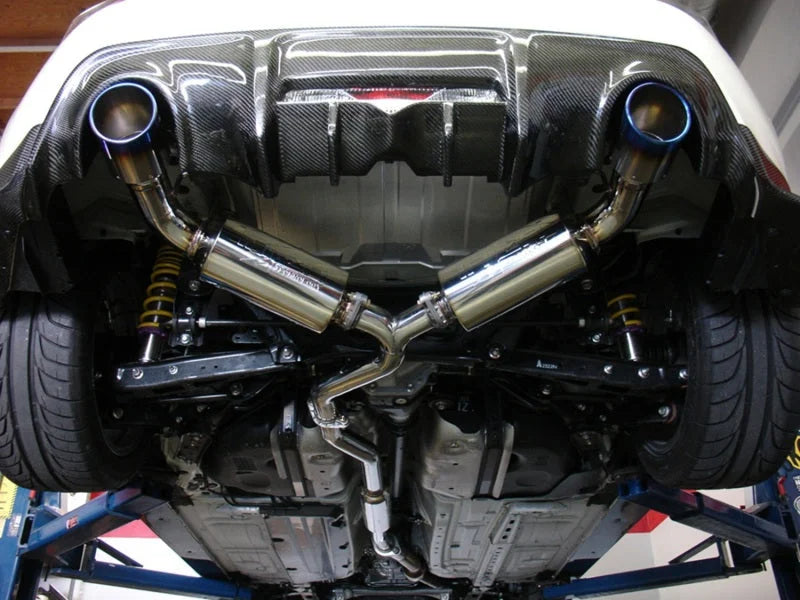 Injen 13-20 Subaru BRZ/Toyota 86 2.0L 4cyl SS CB Exhaust w/ Dual Injen Embossed Muffler - Side View