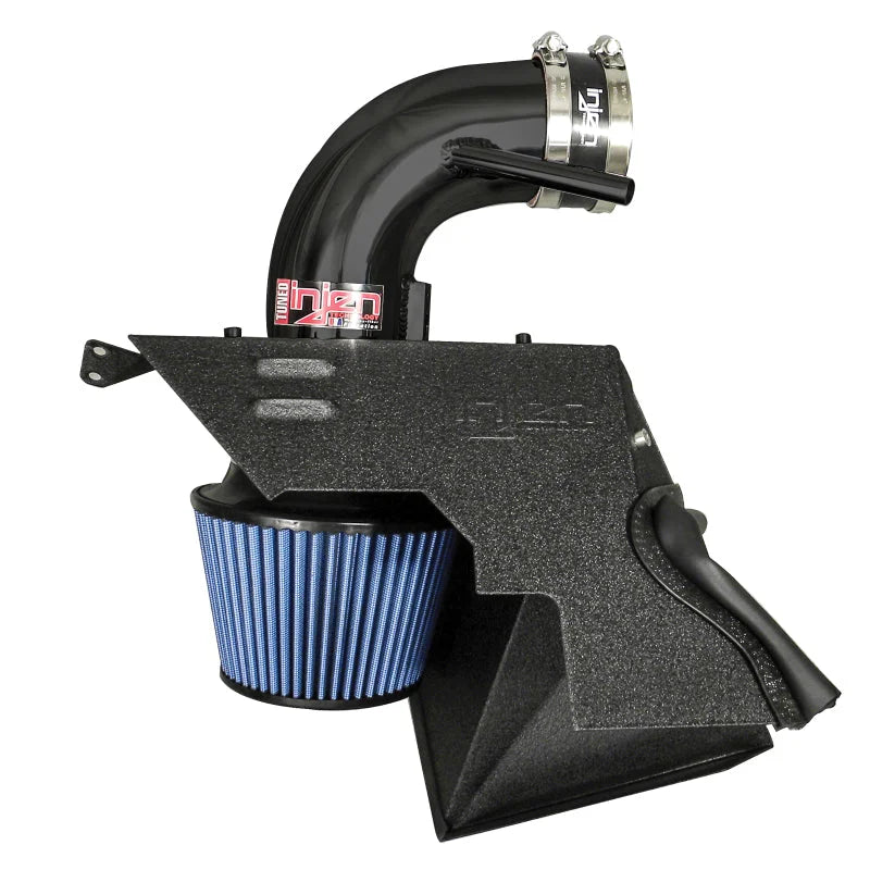 Injen 13 Hyundai Genesis Coupe  3.8L V6 Black Short Ram Intake w/ Heat Shield & Cover - Side View