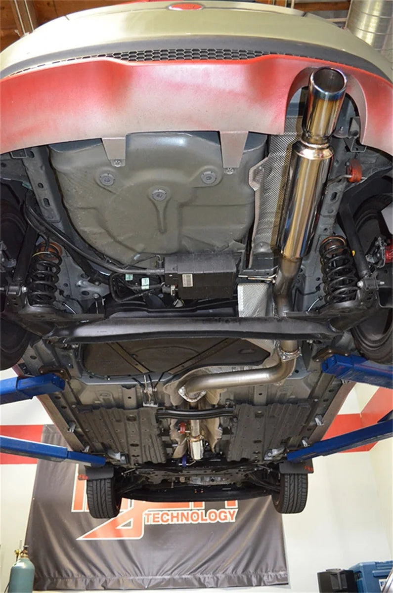 Injen 14-19 Ford Fiesta ST 1.6L Turbo 4Cyl 3in Cat-Back Stainless Steel Exhaust w/ Burnt SS Tip - Side View
