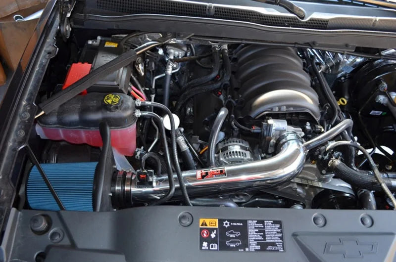 Injen 14 Chevy Silverado/GMC Sierra P/U 5.3L Wrinkle Black Short Ram Intake w/ MR Tech & Heat Shield - Side View