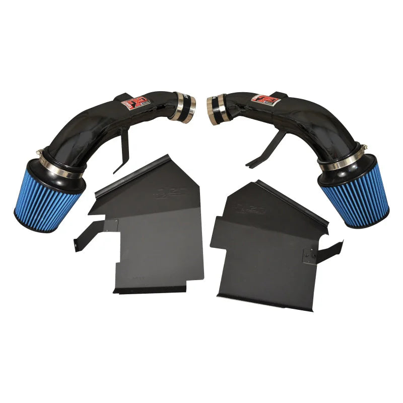 Injen 14 Infiniti Q50 3.7L V6 Black Dual Short Ram Intake w/ MR Techn and Heat Shields - Side View