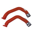 Load image into Gallery viewer, Injen 15-16 BMW M3(F80)/M4 (F82/83) 3.0L L6 Twin Turbo 2PC Aluminum Int. Charge Pipe - Wrinkle Red - Main Product View