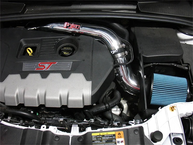 Injen 15-18 Ford Focus ST 2.0L (t) 4cyl Polished Short Ram Intake w/MR Tech & Heat Shield - Side View