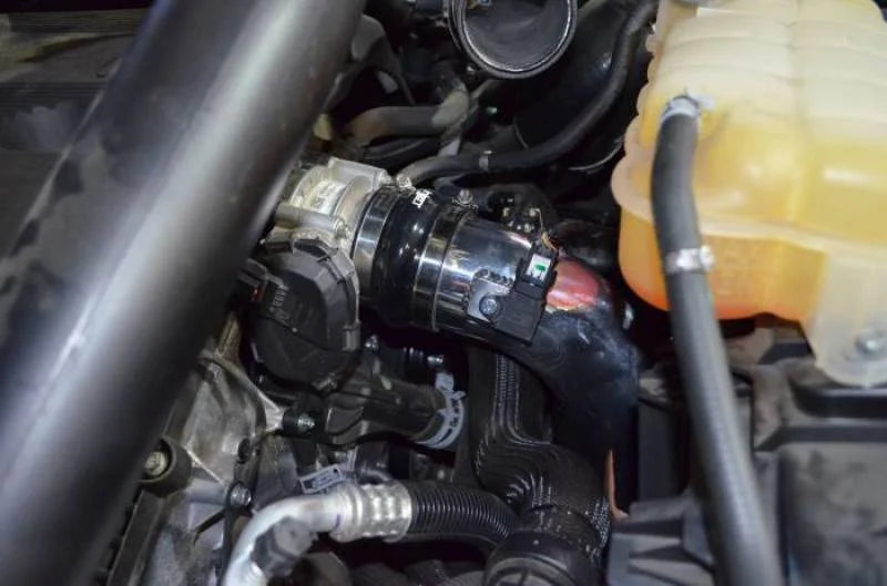 Injen 15-20 Ford F150 3.5L V6 (tt) Aluminum Intercooler Piping Kit - Wrinkle Red - Installation View