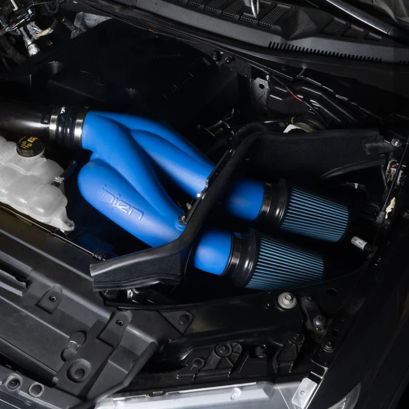 Injen 15-25 Ford F-150 V6-3.5L Twin Turbo PF Cold Air Intake System - Race Blue - Side View