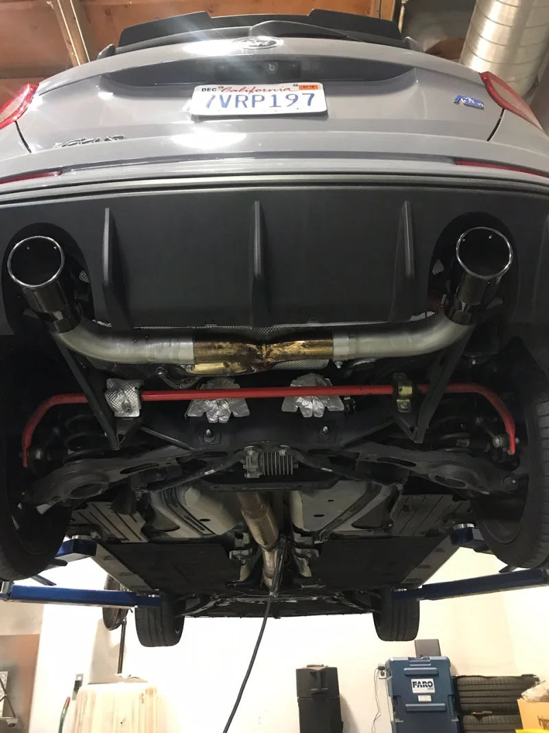 Injen 16-18 Ford Focus RS 3in Cat-Back Stainless Steel Exhaust w/ 4in Black Chrome Tips - Side View
