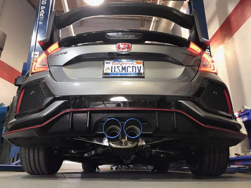 Injen 17-19 Honda Civic Type-R 3in SS Cat-Back Exhaust w/ Dual Burnt Titanium Tips - Back View