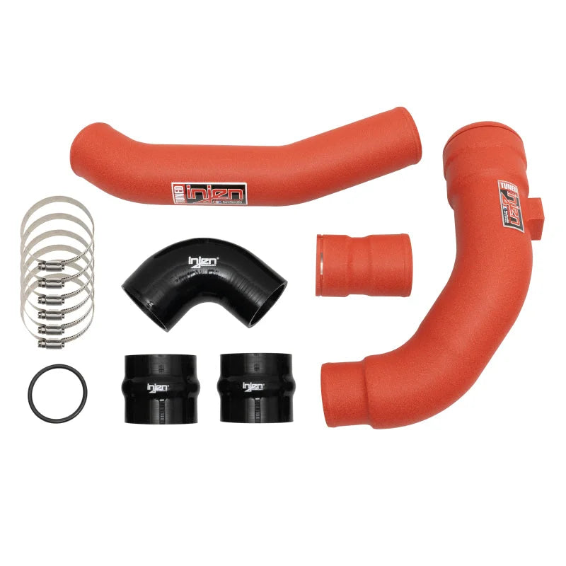 Injen 17-22 Ford F250/F/350/F-450/F-550 V8-6.7L Turbo Diesel Wrinkle Red Intercooler Piping Kit - Back View