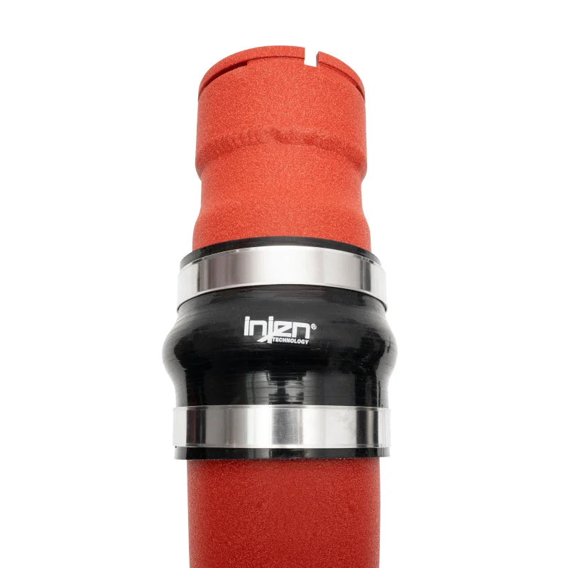 Injen 17-22 Ford F250/F/350/F-450/F-550 V8-6.7L Turbo Diesel Wrinkle Red Intercooler Piping Kit - Installation View