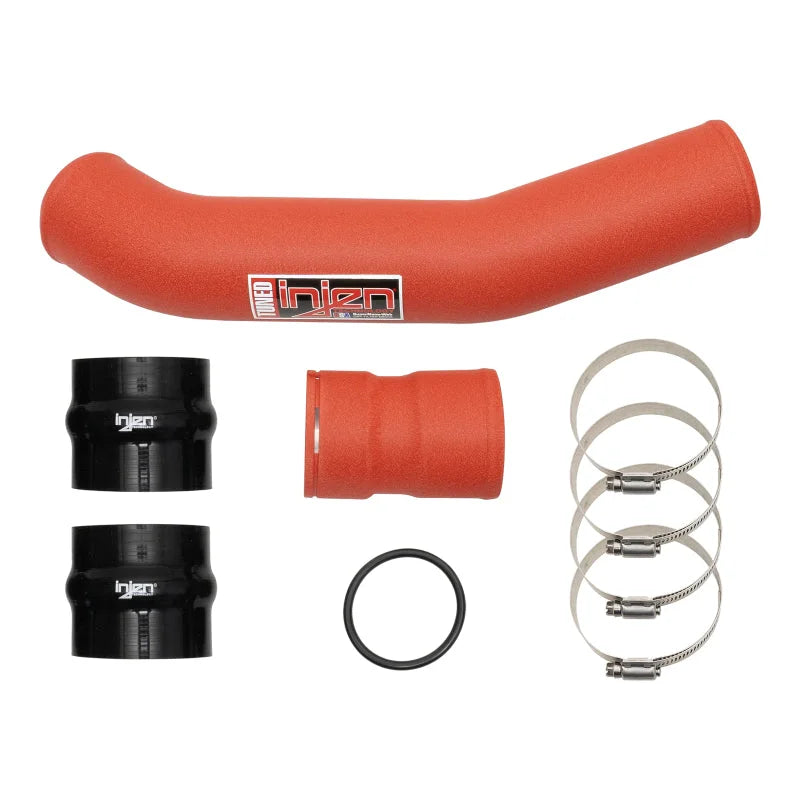 Injen 17-22 Ford F250/F/350/F-450/F-550 V8-6.7L Turbo Diesel Wrnkl Red Intercooler Hot Side Piping - Detail View