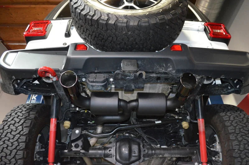 Injen 18-20 Jeep Wrangler JL L4-2.0L Turbo / V6-3.6L SS Axle-back Exhaust - Black - Side View