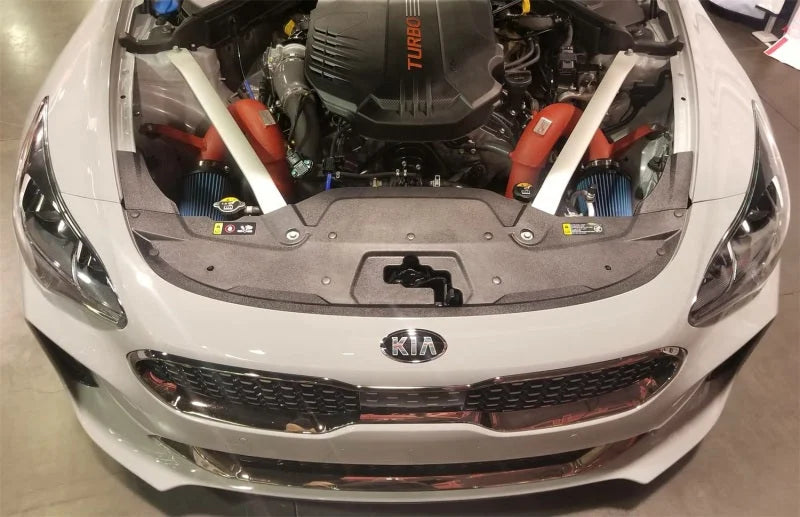 Injen 18-20 Kia Stinger 3.3L Twin Turbo Wrinkle Red Short Ram Air Intake - Side View