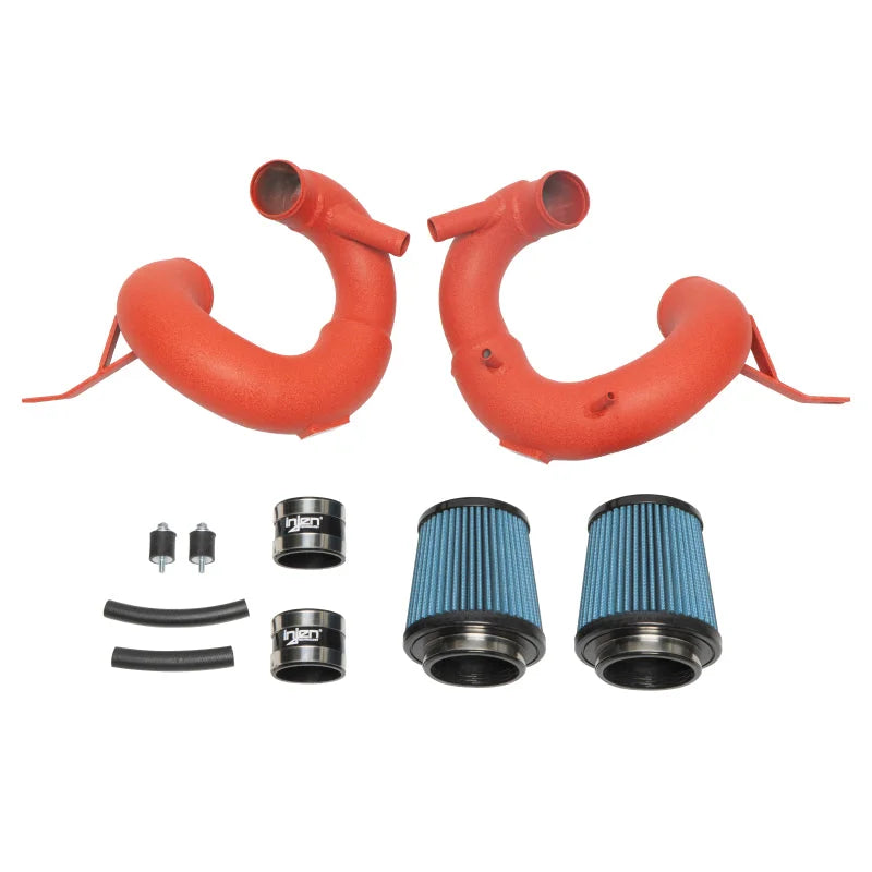 Injen 19-21 Genesis G70 V6-3.3L Twin Turbo SP Short Ram Air Intake System - Wrinkle Red - Back View