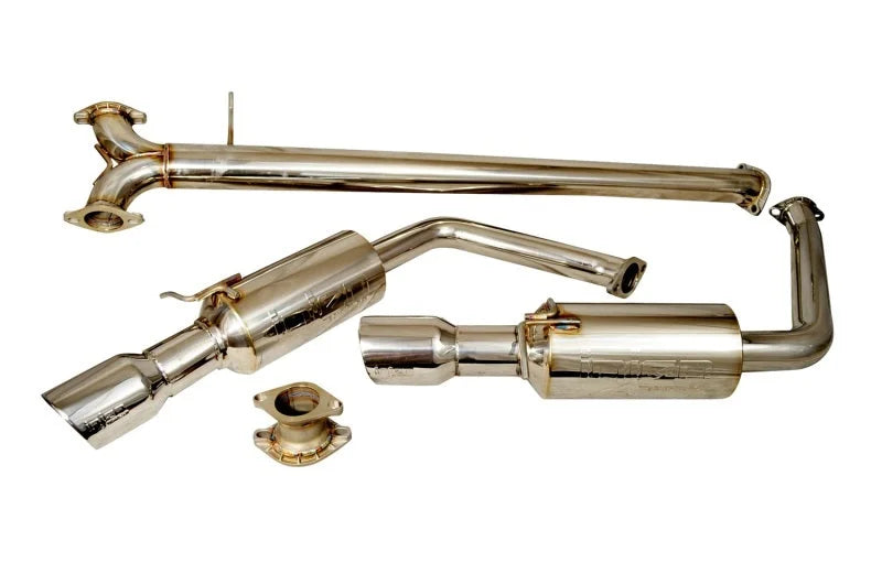 Injen 2011-14 Hyundai Sonata/Kia Optima 2.0L - 3inch Cat Back w/ Dual 60mm Mufflers - Side View
