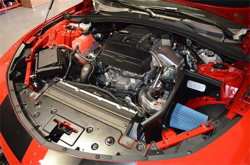 Injen 2016+ Chevy Camaro 2.0L Wrinkle Black Power-Flow Air Intake System - Back View