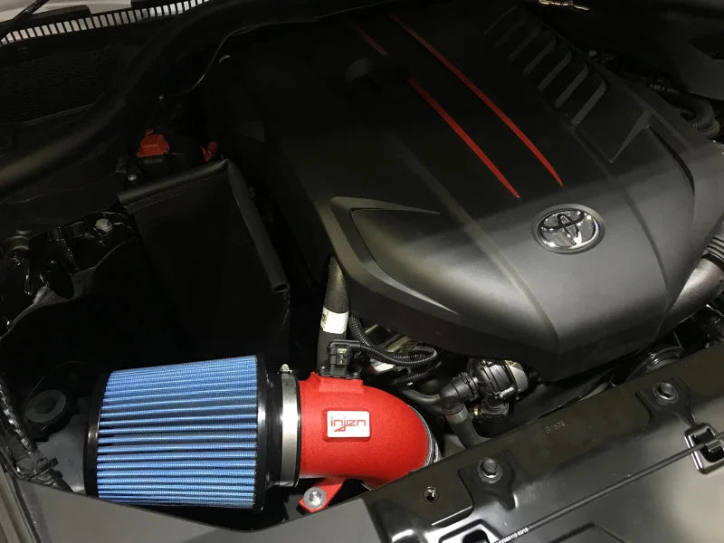 Injen 2020 Toyota Supra L6-3.0L Turbo (A90) SP Cold Air Intake System - Wrinkle Red - Side View