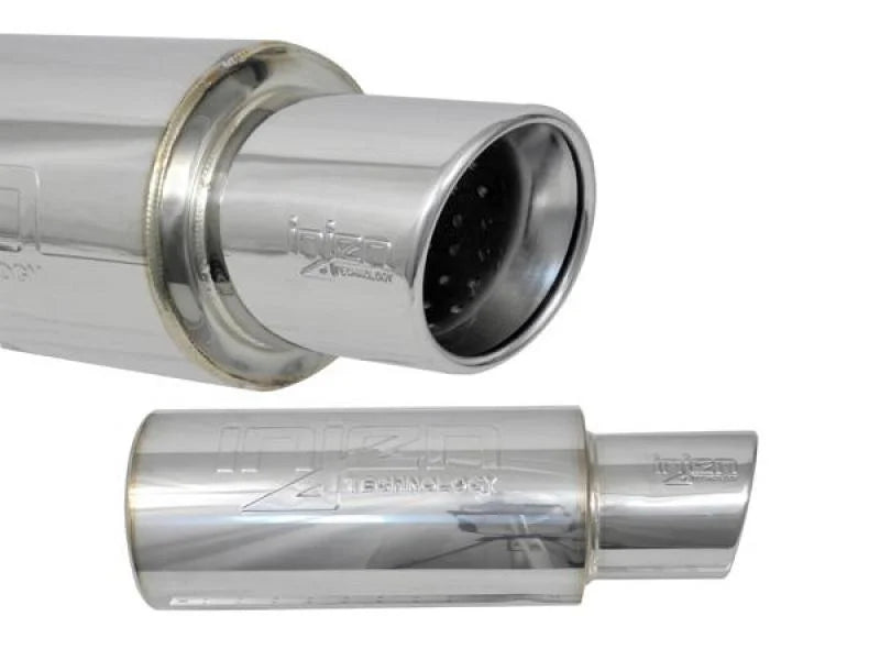 Injen 3.00 Universal Muffler w/Stainless Steel resonated rolled tip (Injen embossed logo) - Detail View