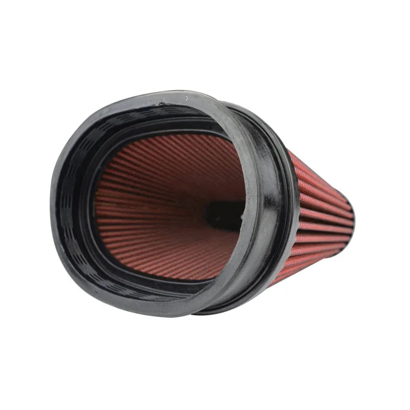Injen 8-Layer Oiled Cotton Gauze Air Filter/ Oval ID Oval Base/5.55in Media HT/7in x 2.75in Oval Top - Side View