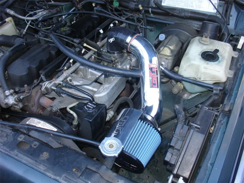Injen 91-01 Jeep Cherokee XJ 4.0 L6 Polished Power-Flow Intake w/ MR Tech & Web Nano Filter - Back View