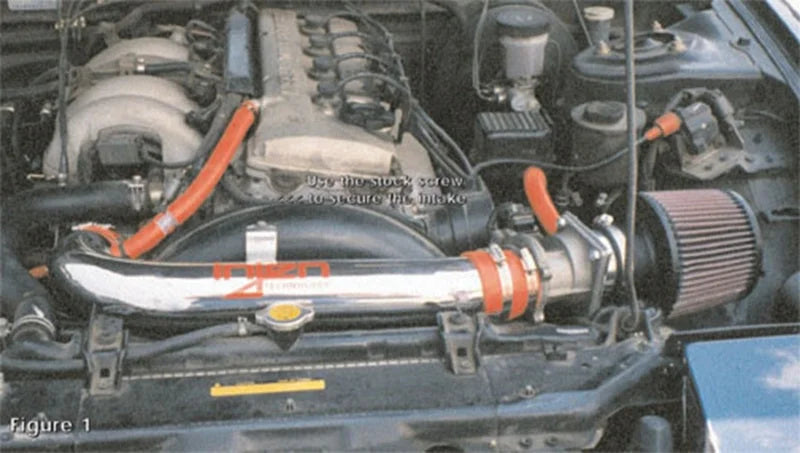 Injen 91-94 Nissan 240SX L4 2.4L Black IS Short Ram Cold Air Intake - Detail View
