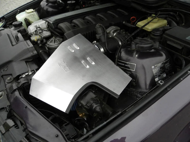 Injen 92-99 BMW E36 323i/325i/328i/M3 3.0L Black Air Intake w/ Heat-Shield and Top Cover - Back View